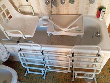set anziano sedile, 2 traversine letto, tavolino