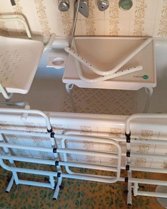 set anziano sedile, 2 traversine letto, tavolino