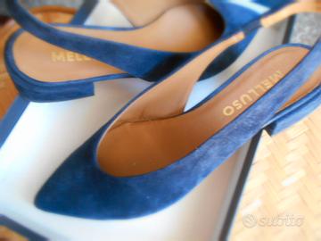 SLINGBACK DONNA  IN CAMOSCIO BLU