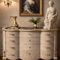 cassettiera con piano in marmo, cassettone, creden