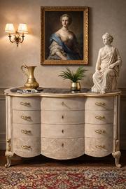 cassettiera con piano in marmo, cassettone, creden