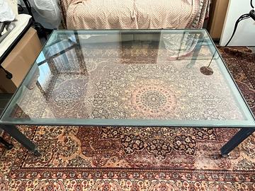 Tavolino ferro battuto e vetro basso