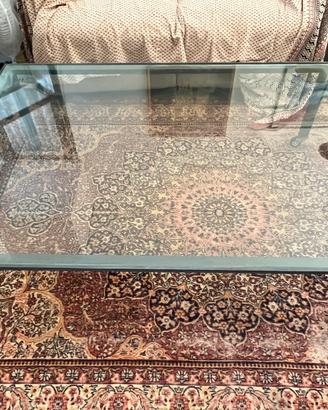 Tavolino ferro battuto e vetro basso