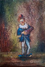 quadro Olio su tela Clown con bandoneon 