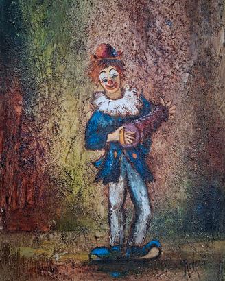 quadro Olio su tela Clown con bandoneon 