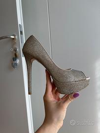 Décolleté peep toe oro