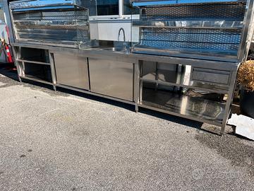 Piano in acciaio inox da 450x80 cm