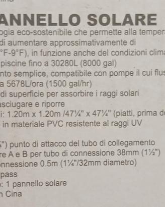 pannello solare per piscina 