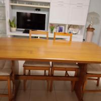 tavolo. fratino in noce Tanganica .180 cm più 2 pr