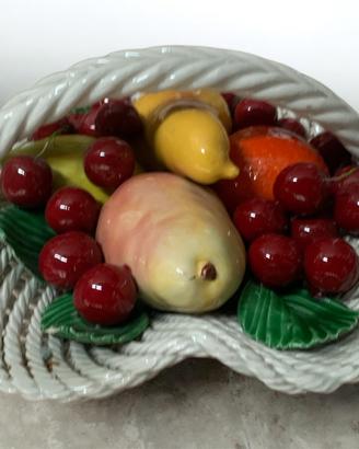 Centrotavola Cestino Frutta Ceramica Vintage