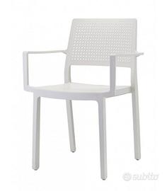 Sedia EMI esterni impilabile con braccioli bianca