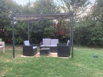Set giardino: pergola + salotto in rattan sintetic