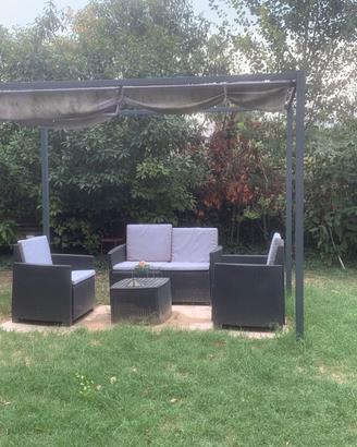 Set giardino: pergola + salotto in rattan sintetic