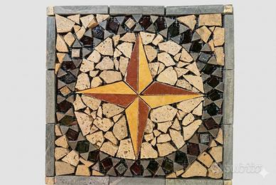 Rosone marmo e travertino 33 x 33 cm