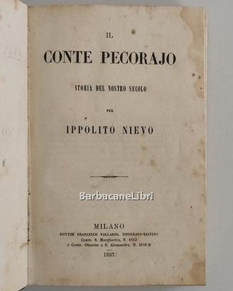 NIEVO, IL CONTE PECORAJO, 1857 - prima edizione