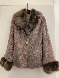 Cappotto Conbipel rosa antico con pelliccia