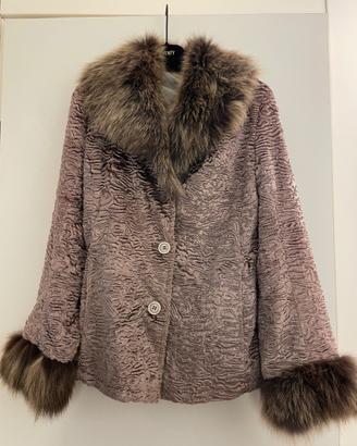 Cappotto Conbipel rosa antico con pelliccia