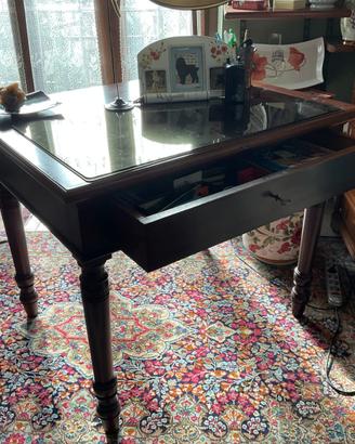 Tavolo scrivania in legno massello anni 30.