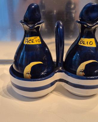 Oliera e Acetiera in Ceramica Dipinta a Mano