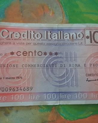 Mini assegno Credito Italiano 1976