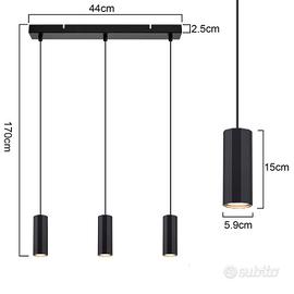 Lampada a sospensione in metallo nero diametro 44