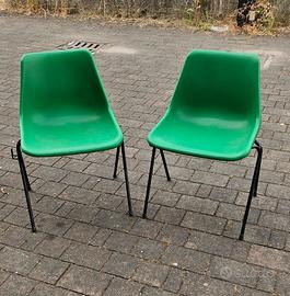 2 sedie plastica e ferro Design Castelli 