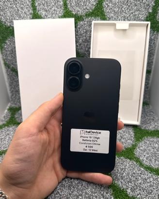 IPhone 16 128gb Nero - 🔋92% Gar. 12 Mesi