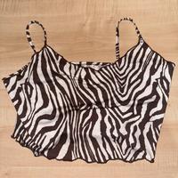 Top zebrato marrone e bianco