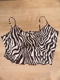 Top zebrato marrone e bianco