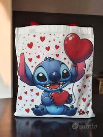 Shopper bag raffigurante Stitch - Rosso/Beige