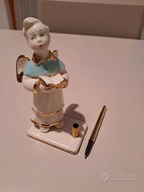 Statuetta Angelo portapenna porcellana Aurora