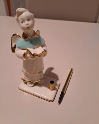 Statuetta Angelo portapenna porcellana Aurora