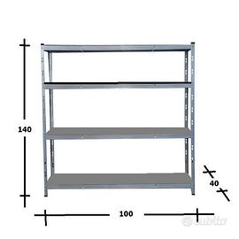 SCAFFALE METALLICO 100x140x40 con 4 RIPIANI
