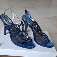 Sandali cerimonia in raso blu