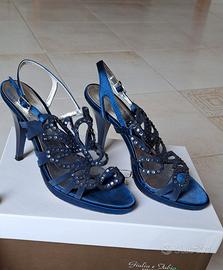 Sandali cerimonia in raso blu