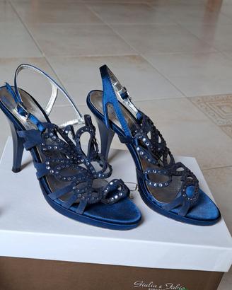 Sandali cerimonia in raso blu