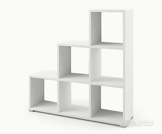 Libreria scaletta 6 scomparti moderna bianca