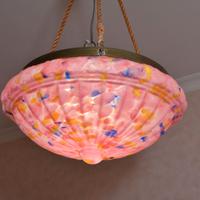 Antica plafoniera in vetro rosa di Murano