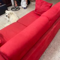 Divano letto 3 posti rosso