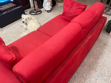 Divano letto 3 posti rosso