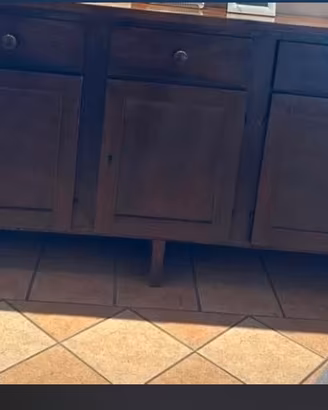 Credenza madia 5 ante e cassetti noce massiccio