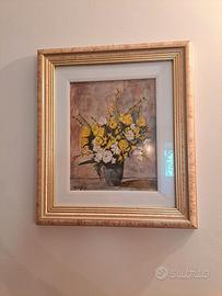 Quadro olio natura morta fiori firmato Carugo