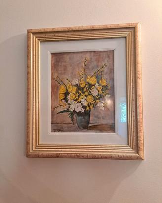 Quadro olio natura morta fiori firmato Carugo