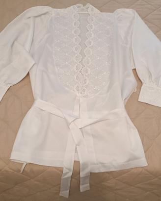 Completo pigiama donna, bianco, ricamato