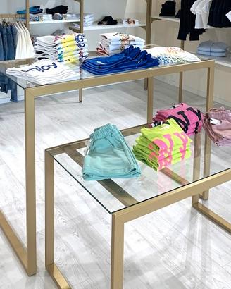 Tavolo/Banco grande in vetro colore oro