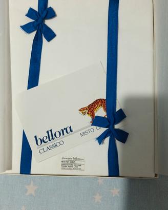 Stoffa tessuto lenzuola misto lino bianco Bellora