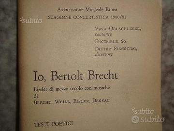 Io,Bertolt Brecht - Testi Poetici - Libr.Concertis