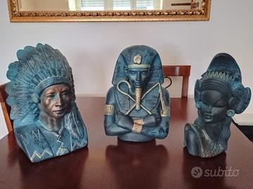 3 busti: Capo indiano, il Faraone e la Dea indiana