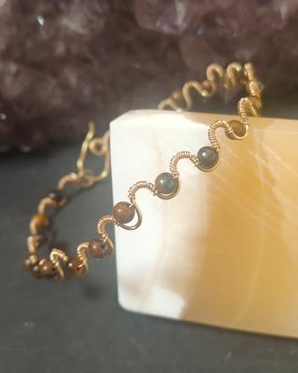 bracciale rigido ondulato  con occhio di tigre