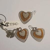 Orecchini e collana a forma di cuore TSC Jewels